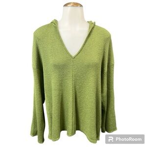 Free People Beach Vera Cruze Sweater Hooded Ribbed Knit V Neck Oversized Small